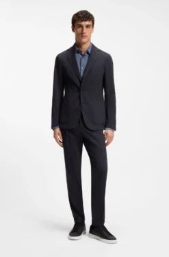 Leicht verstaubare Slim-Fit Hose aus waschmaschinenfestem Woll-Mix