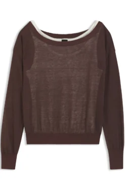 Leinen-Baumwoll-Pullover mit Unterzieh-Layer