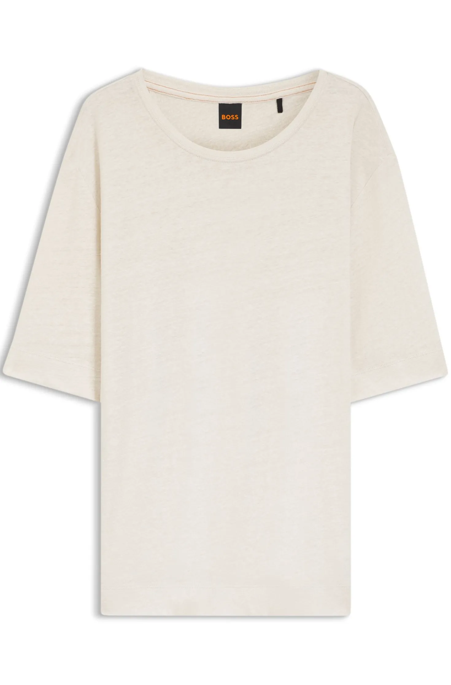 Leinen-T-Shirt mit Logo-Stickerei