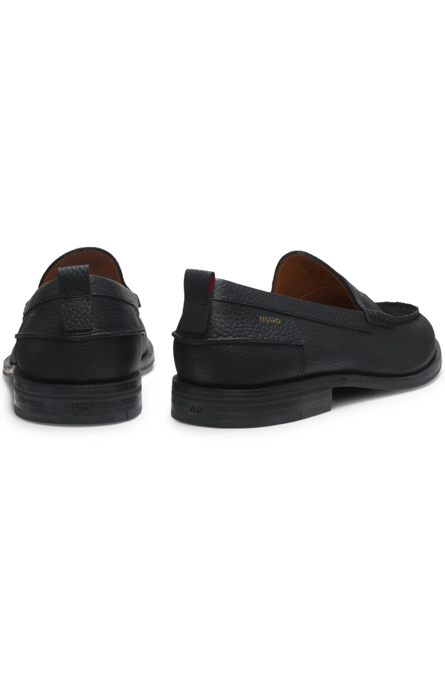 Loafer aus genarbtem Leder mit Schuhblatt aus Veloursleder