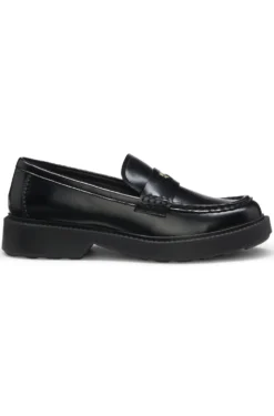 Loafer aus Leder mit Pennyloafer-Besatz und Stacked-Logo
