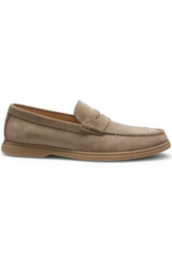 Loafer aus Veloursleder mit Pennyloafer-Besatz und Logo