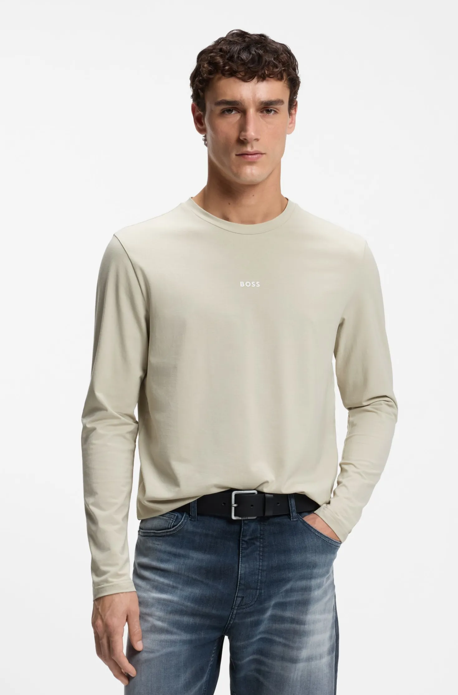 Longsleeve aus Stretch-Baumwolle mit Logo-Print