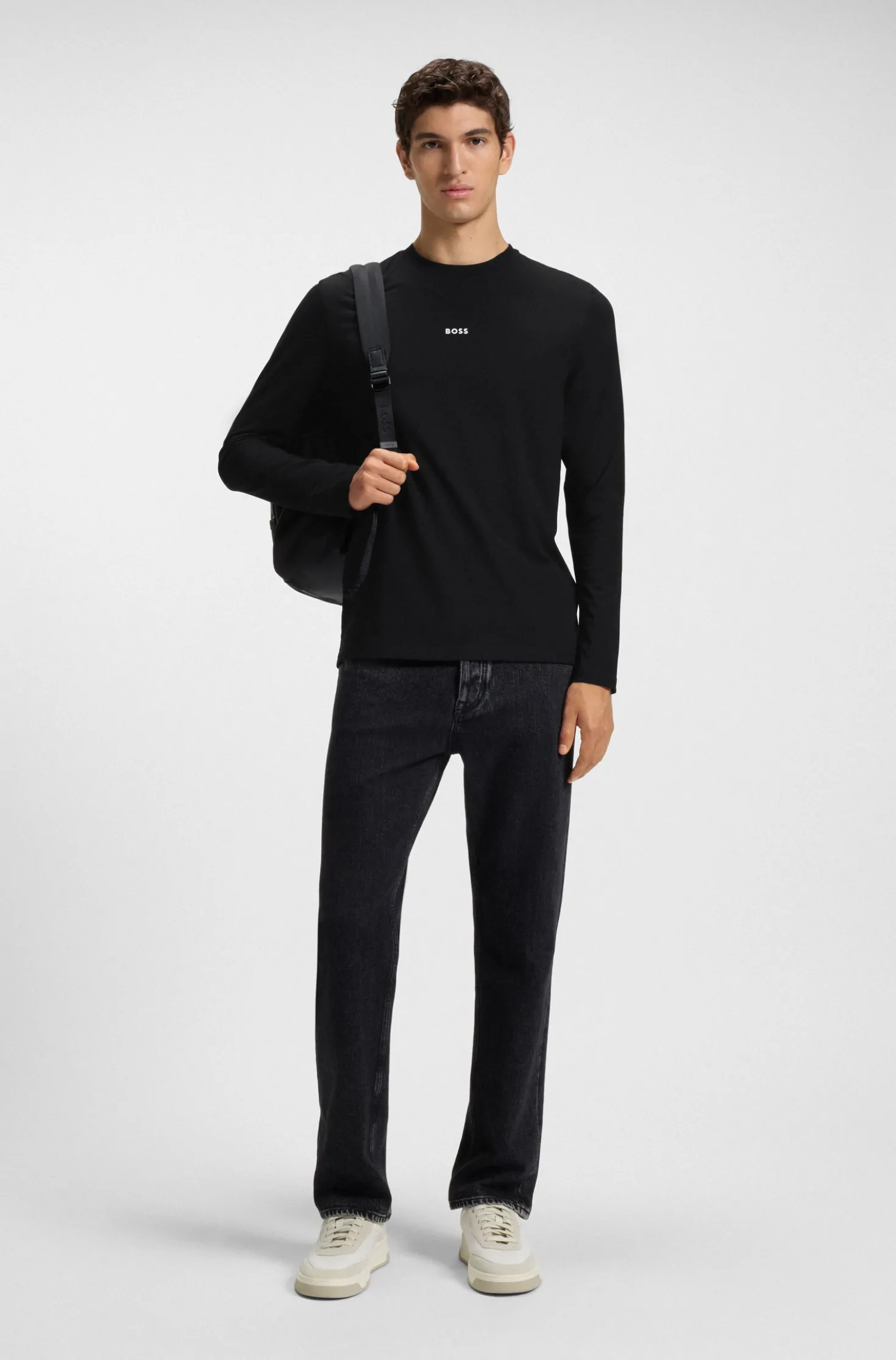 Longsleeve aus Stretch-Baumwolle mit Logo-Print