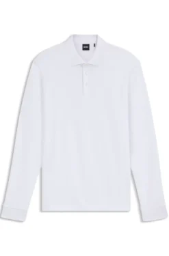 Longsleeve-Poloshirt aus Interlock-Baumwolle mit Logo