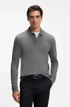 Longsleeve-Poloshirt aus Interlock-Baumwolle mit Logo