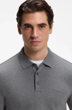 Longsleeve-Poloshirt aus Interlock-Baumwolle mit Logo