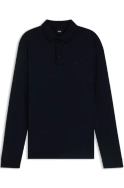 Longsleeve-Poloshirt aus Interlock-Baumwolle mit Logo