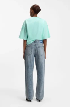 Loose-Fit Jeans aus blauem Denim mit sichtbarem Reißverschluss