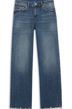 Loose-Fit Jeans aus blauem Denim mit ausgefransten Säumen
