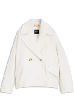 Loose-Fit Mantel aus Bouclé mit zweireihiger Knopfleiste