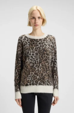 Loose-Fit Strickpullover mit Leoparden-Jacquard