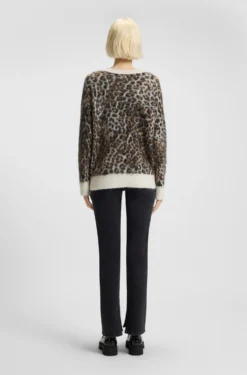 Loose-Fit Strickpullover mit Leoparden-Jacquard