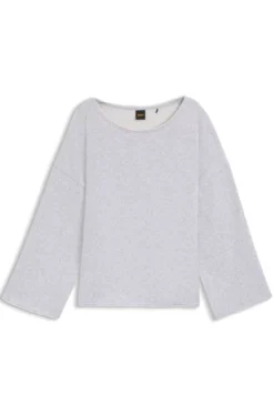 Loose-Fit Sweatshirt aus Baumwoll-Mix mit unversäuberten Säumen