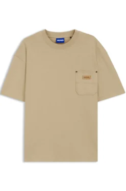 Loose-Fit T-Shirt aus Baumwolle mit Logo-Patch aus Veloursleder