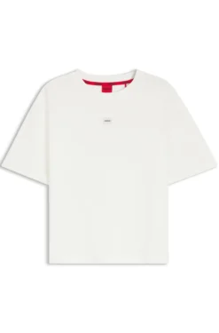 Loungewear-T-Shirt aus Stretch-Gewebe mit Logo-Label