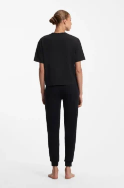 Loungewear-T-Shirt aus Stretch-Gewebe mit Logo-Label