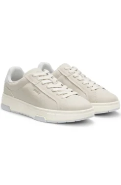 Lowtop Sneakers aus Veloursleder-Imitat