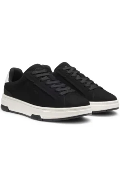 Lowtop Sneakers aus Veloursleder-Imitat