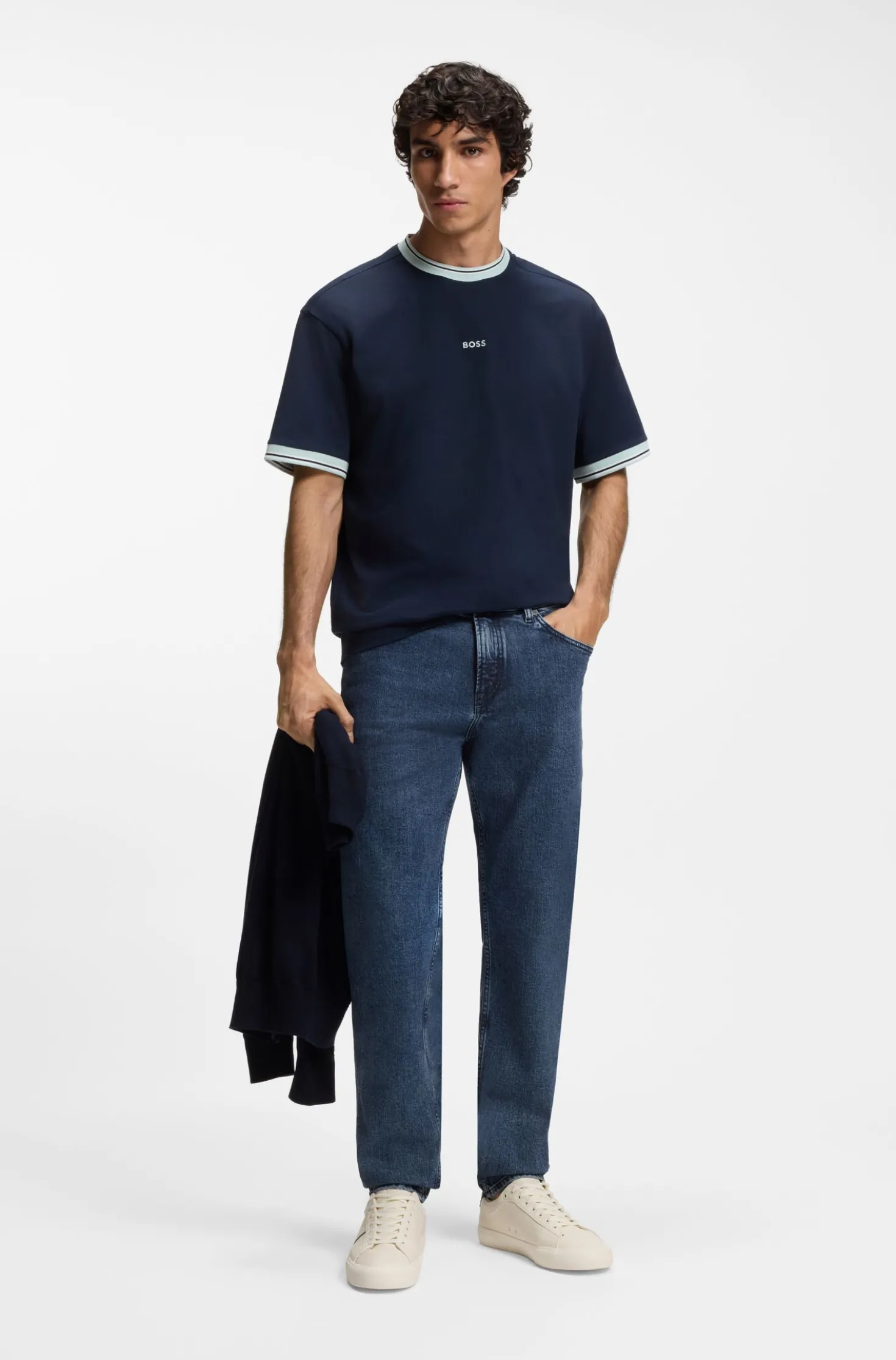Maine Regular-Fit Jeans aus bequemem blauem Stretch-Denim
