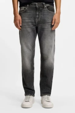 Maine Regular-Fit Jeans aus schwarzem Stretch-Denim