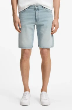 Maine Regular-Fit Shorts aus bequemem blauem Stretch-Denim