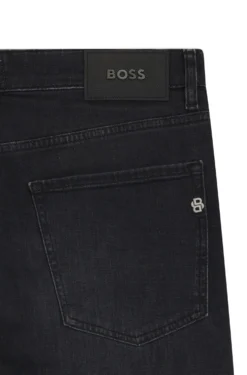 Maine Schwarze Regular-Fit Jeans aus besonders softem italienischem Denim