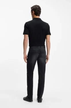 Maine Schwarze Regular-Fit Jeans aus besonders softem italienischem Denim