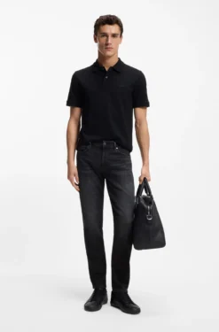 Maine Schwarze Regular-Fit Jeans aus besonders softem italienischem Denim