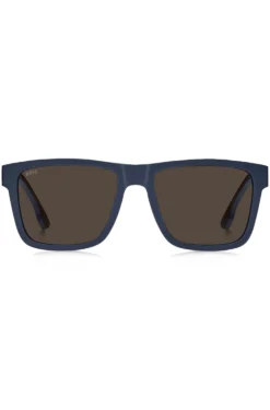 Mattblaue Sonnenbrille mit Logo-Einsatz