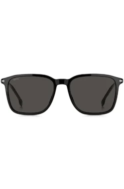 Mattschwarze Sonnenbrille mit Streifen-Detail