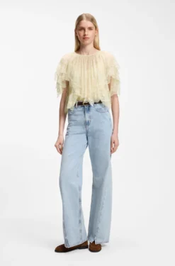 Mini-Cape-Bluse mit Spitzenbesätzen