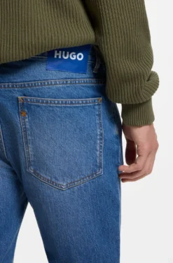 Mittelblaue Slim-Fit Jeans aus Stretch-Denim