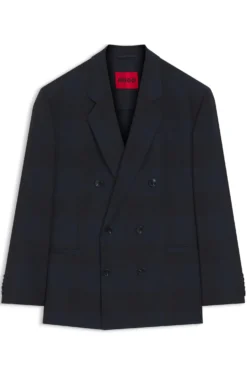 Modern-Fit Blazer aus karierter Schurwolle
