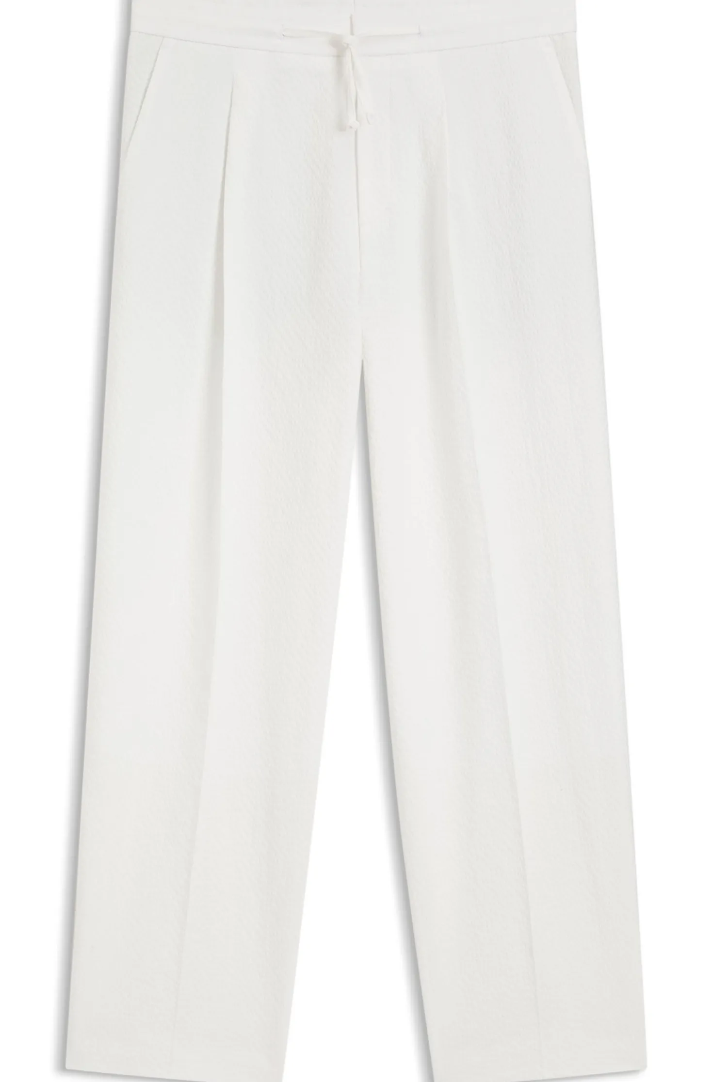 Modern-Fit Hose aus Stretch-Baumwolle mit Seersucker-Struktur