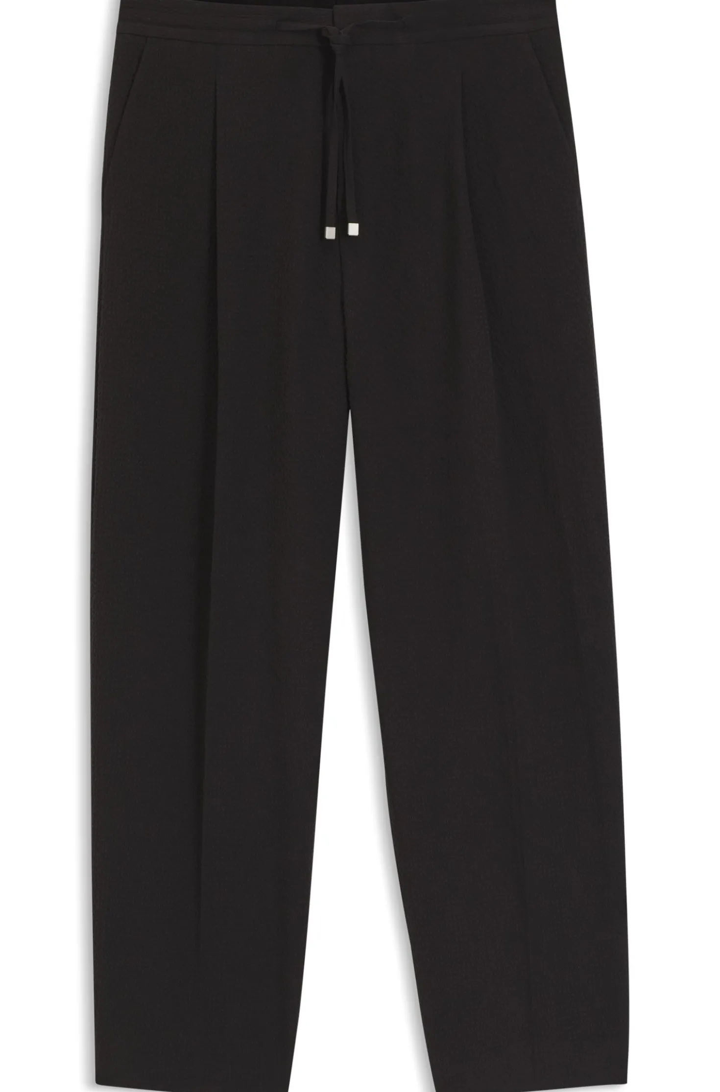Modern-Fit Hose aus Stretch-Baumwolle mit Seersucker-Struktur