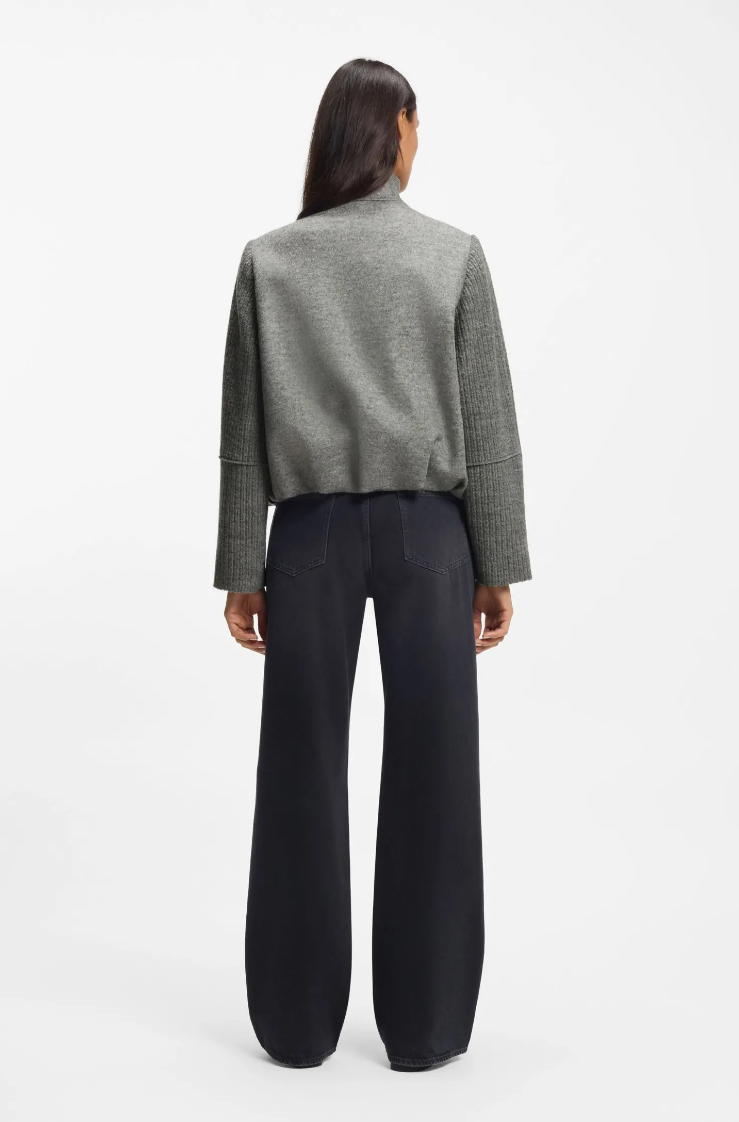 Modern-Fit Jacke aus gekochter Schurwolle