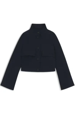 Modern-Fit Jacke aus knitterfreiem Krepp