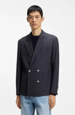 Modern-Fit Popeline-Blazer aus Woll-Mix
