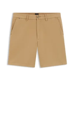 Modern-Fit Shorts aus überfärbtem elastischem Baumwoll-Twill