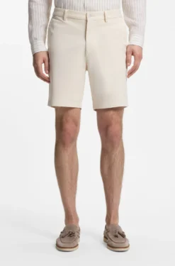 Modern-Fit Shorts aus überfärbtem elastischem Baumwoll-Twill