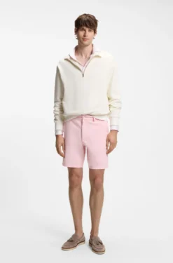 Modern-Fit Shorts aus überfärbtem elastischem Baumwoll-Twill