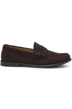 Mokassins aus Veloursleder mit Pennyloafer-Detail und geprägtem Logo