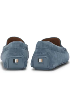 Mokassins aus Veloursleder mit Pennyloafer-Detail