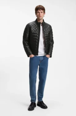 Nappa-Lederjacke mit Steppeinsätzen