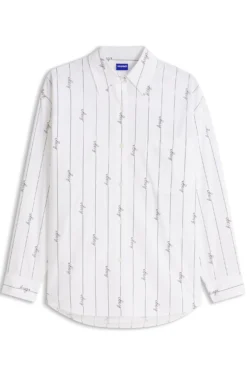 Oversized-Fit Bluse aus Baumwoll-Popeline mit Logo-Schriftzügen