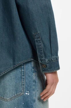 Oversized-Fit Overshirt aus Denim mit Farbspritzern