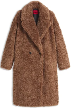 Oversized-Fit Teddy-Mantel mit zweireihiger Knopfleiste