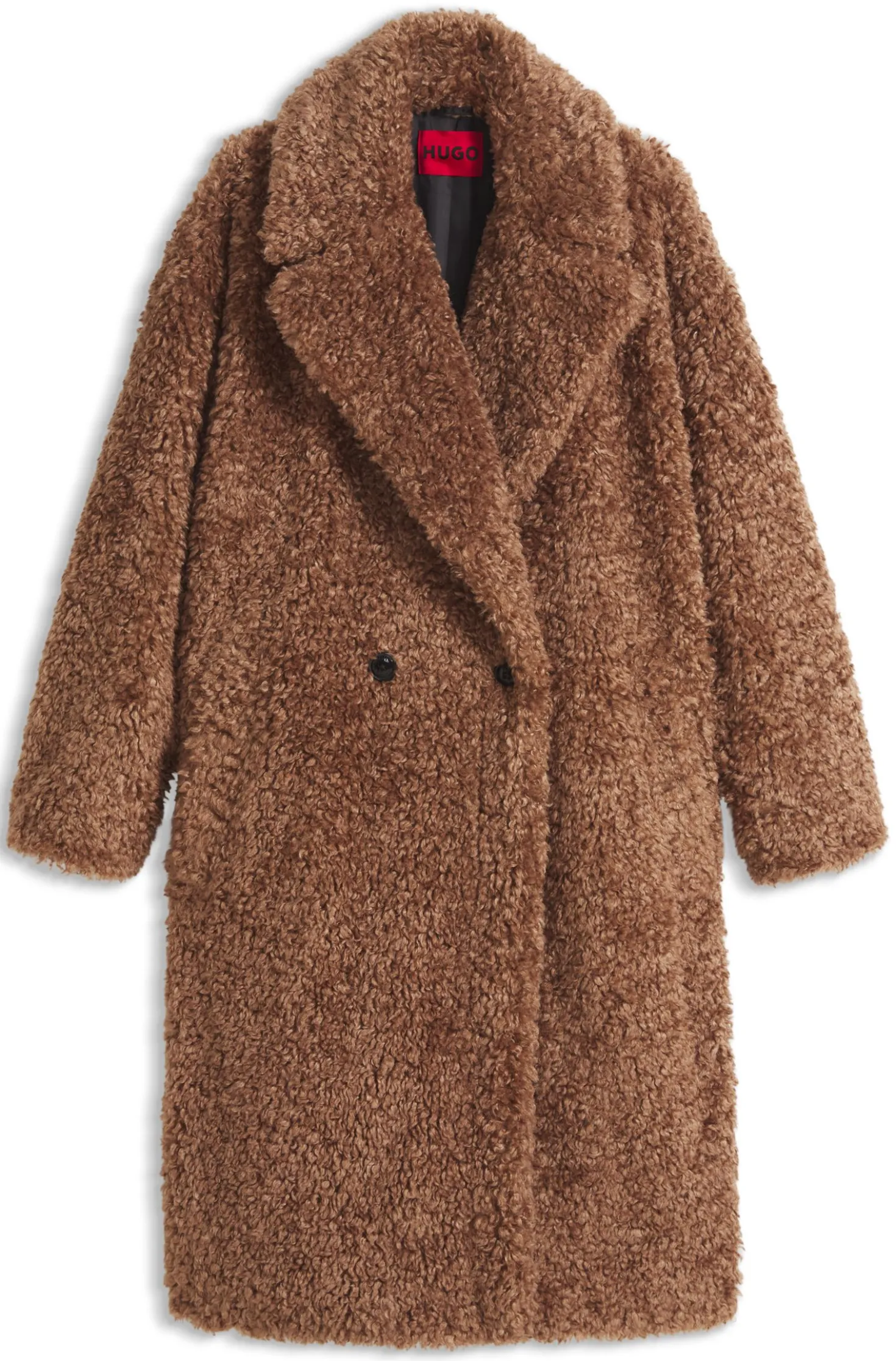 Oversized-Fit Teddy-Mantel mit zweireihiger Knopfleiste