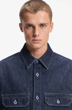 Oversized Hemd aus blauem Denim